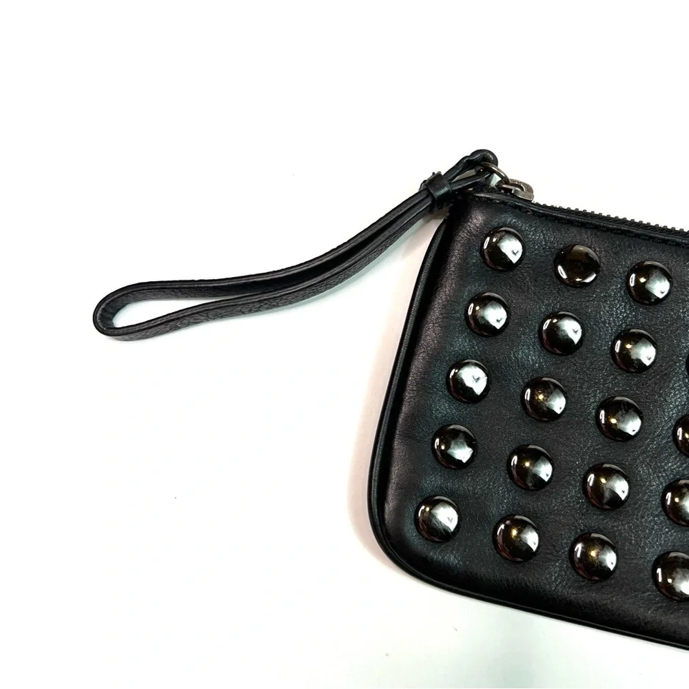 J. Crew Black Leather Small Wristlet with Studs